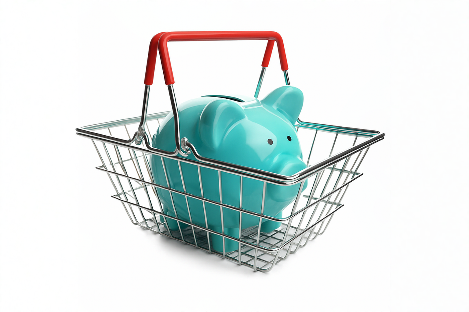Shop for Savings Piggy Bank in Shopping Basket
